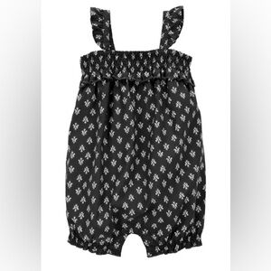 Carter's Black Floral Smocked Baby Romper